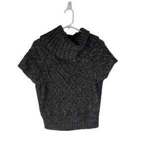 LOFT‎ Women's Grey Cable Knit Cowl Neck Academia Twee Sweater Size S Wool Blend